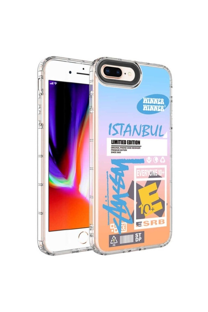 Apple iPhone 7 Plus Uyumlu Kılıf Kamera Korumalı Renkli Desenli Sert Silikon Zore Korn Kapak