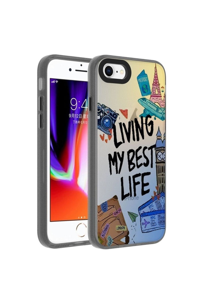 [RNZ-TA91968] Apple iPhone SE 2020 Uyumlu Kılıf Desenli Zore Dragon Sert Kapak (Seyahat)