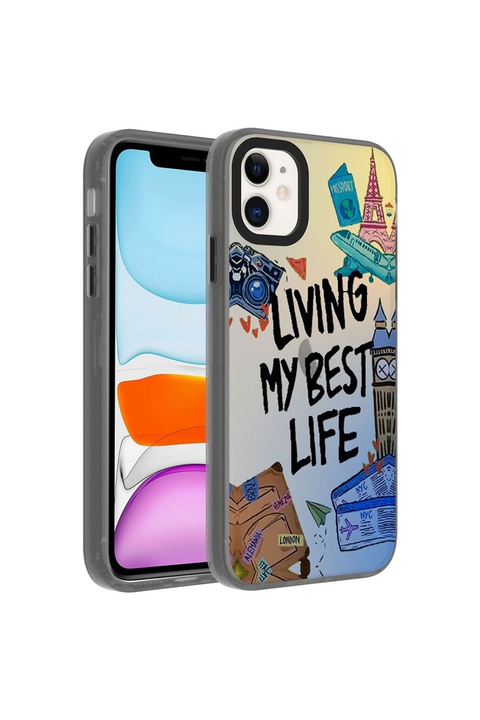 [RNZ-TA91996] Apple iPhone 11 Uyumlu Kılıf Desenli Zore Dragon Sert Kapak (Seyahat)