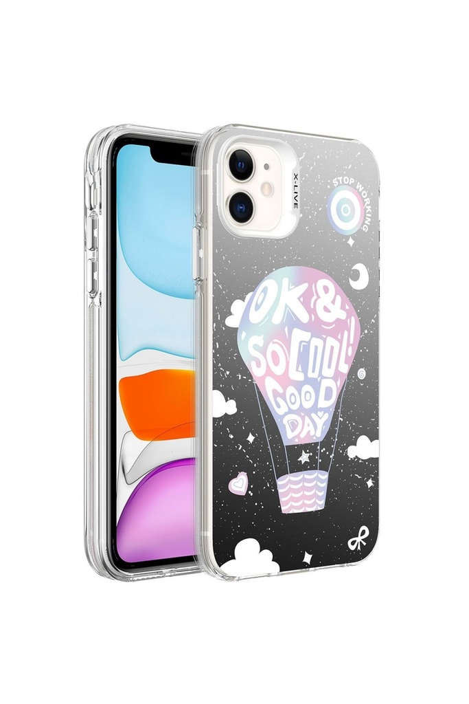 [RNZ-TA92088] Apple iPhone 11 Uyumlu Kılıf Desenli Zore Silver Sert Kapak (Balloon)