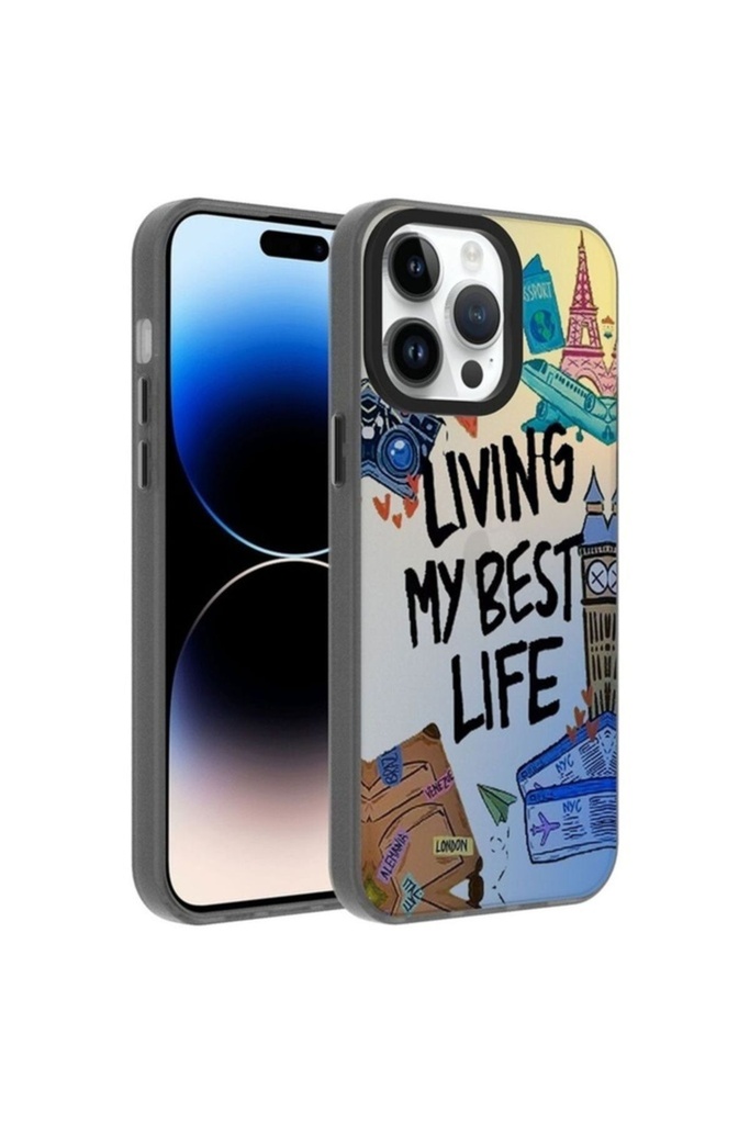 [RNZ-TA92050] Apple iPhone 14 Pro Max Uyumlu Kılıf Desenli Zore Dragon Sert Kapak (Seyahat)