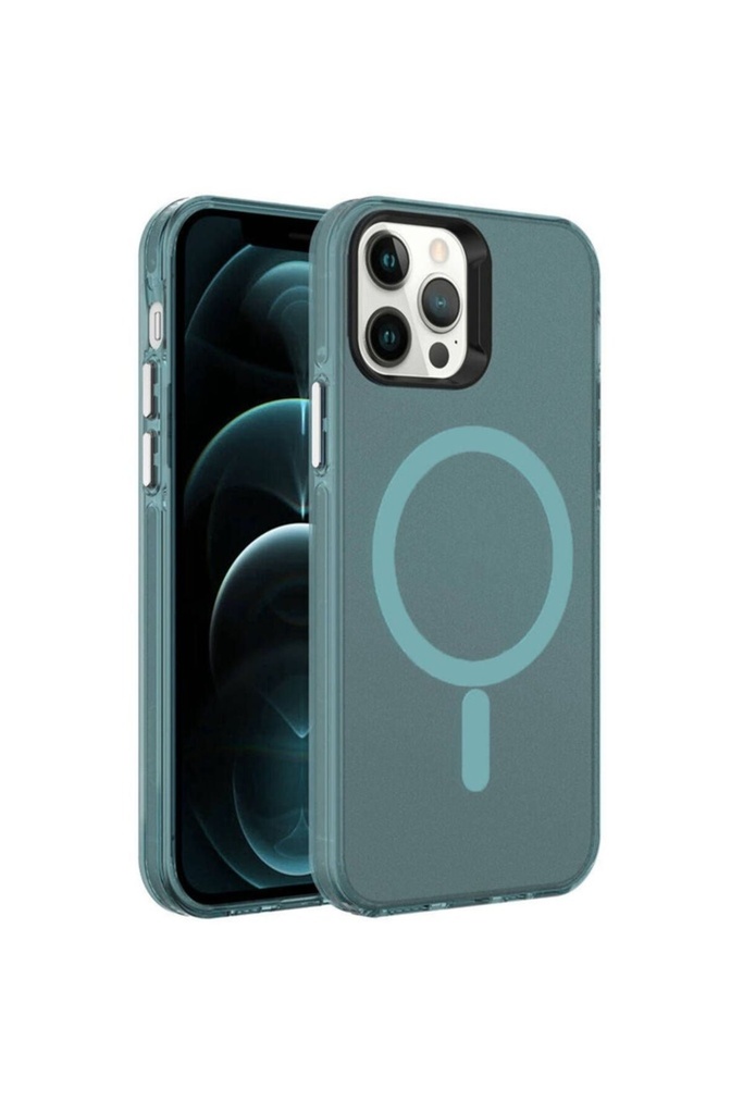 Apple iPhone 12 Pro Uyumlu Kılıf Zore M-safe Şarj Özellikli Buzlu Transparan C-Pro Sert Kapak