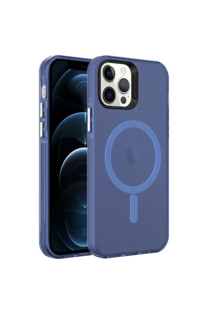 Apple iPhone 12 Pro Uyumlu Kılıf Zore M-safe Şarj Özellikli Buzlu Transparan C-Pro Sert Kapak