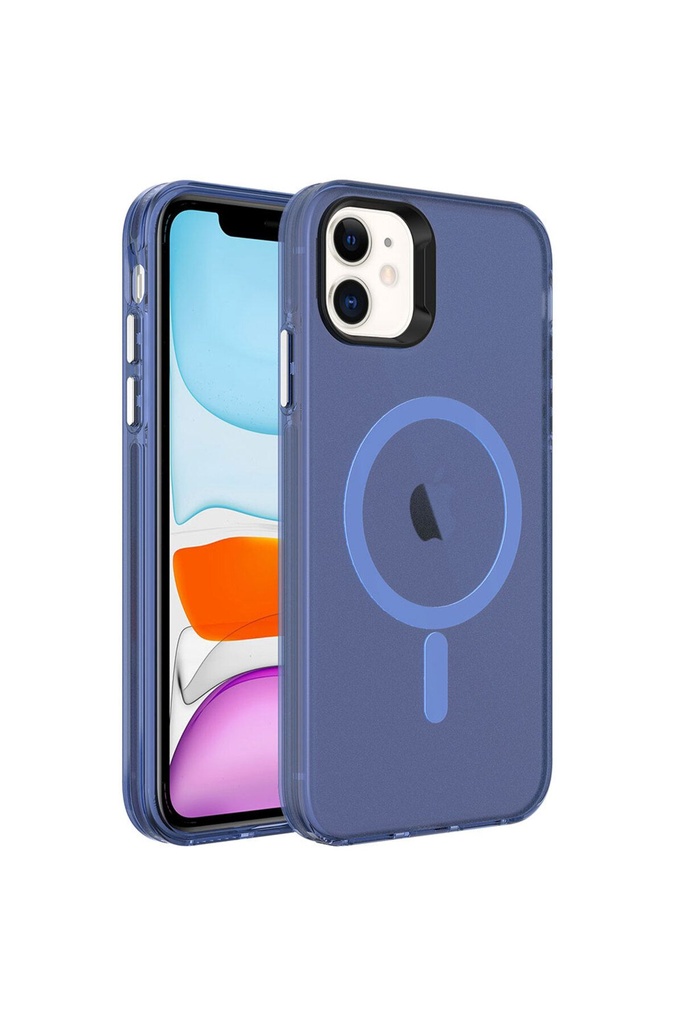 Apple iPhone 12 Uyumlu Kılıf Zore M-safe Şarj Özellikli Buzlu Transparan C-Pro Sert Kapak