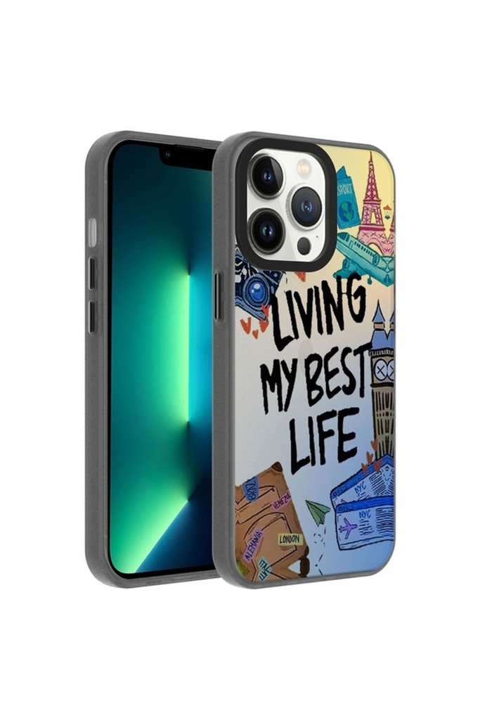 [RNZ-TA92026] Apple iPhone 13 Pro Uyumlu Kılıf Desenli Zore Dragon Sert Kapak (Seyahat)