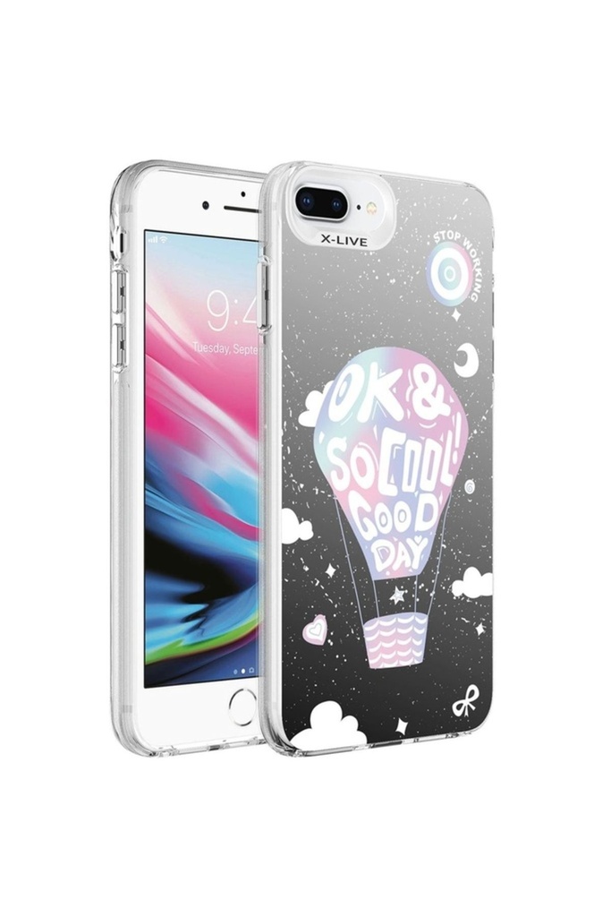 [RNZ-TA92076] Apple iPhone 7 Plus Uyumlu Kılıf Desenli Zore Silver Sert Kapak (Balloon)