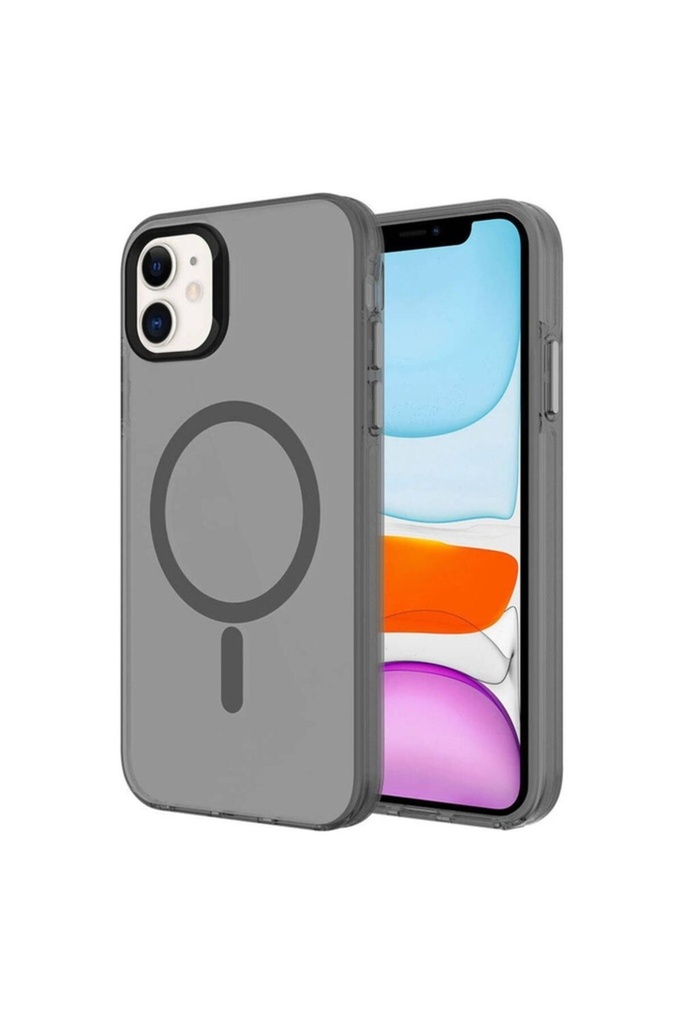 Apple iPhone 11 Uyumlu Kılıf Zore M-safe Şarj Özellikli Buzlu Transparan C-Pro Sert Kapak