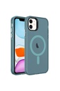 Apple iPhone 11 Uyumlu Kılıf Zore M-safe Şarj Özellikli Buzlu Transparan C-Pro Sert Kapak