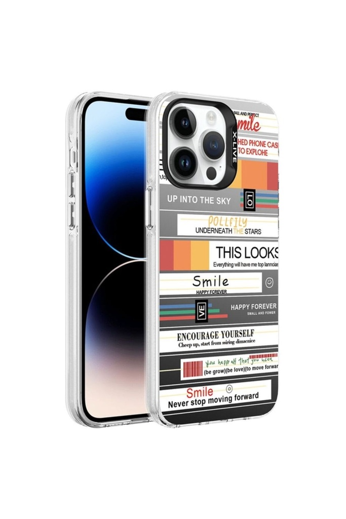 Apple iPhone 14 Pro Max Uyumlu Kılıf Desenli Zore Silver Sert Kapak