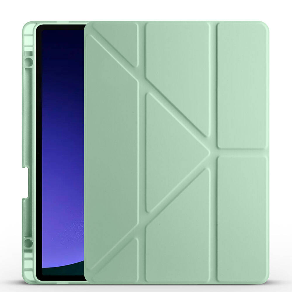 Samsung Galaxy Tab S9 FE Uyumlu Kılıf Zore Tri Folding Kalem Bölmeli Standlı Kılıf