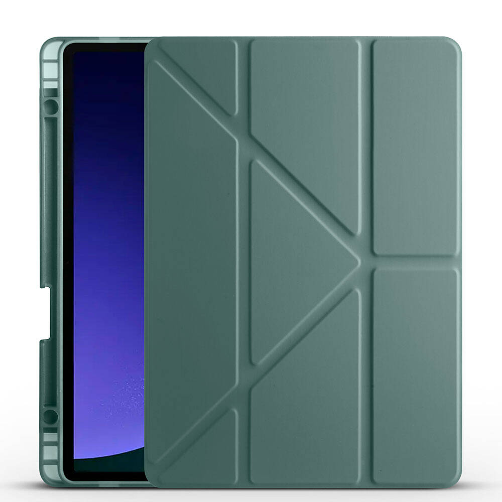 Samsung Galaxy Tab S9 FE Uyumlu Kılıf Zore Tri Folding Kalem Bölmeli Standlı Kılıf