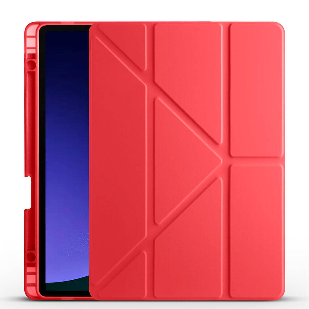 Samsung Galaxy Tab S9 FE Uyumlu Kılıf Zore Tri Folding Kalem Bölmeli Standlı Kılıf