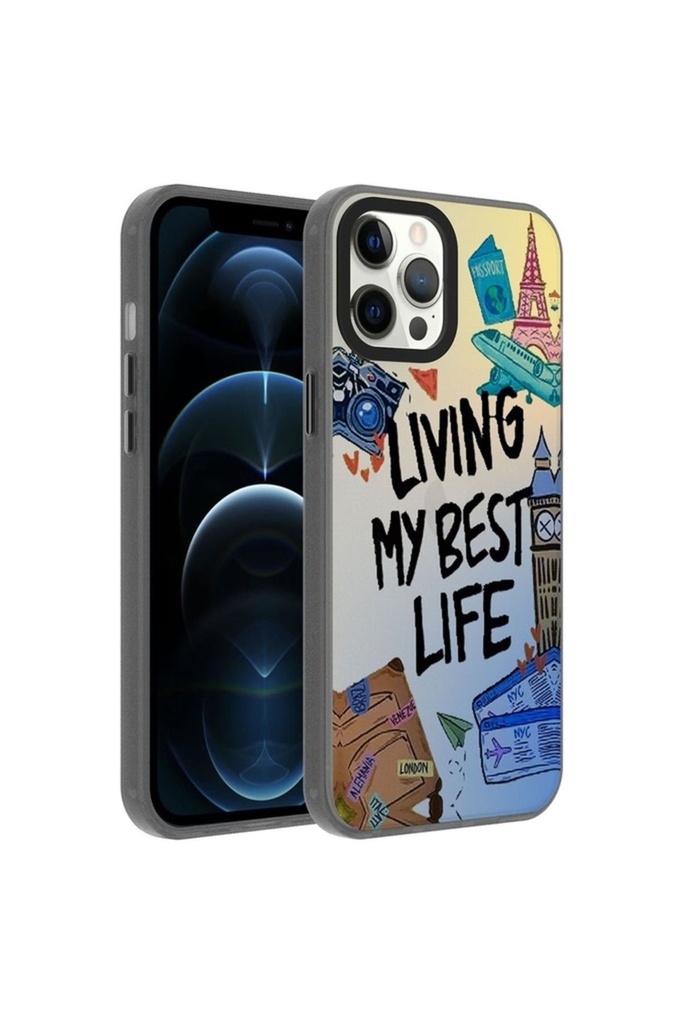[RNZ-TA92014] Apple iPhone 12 Pro Max Uyumlu Kılıf Desenli Zore Dragon Sert Kapak (Seyahat)