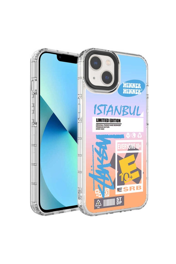 Apple iPhone 14 Plus Uyumlu Kılıf Kamera Korumalı Renkli Desenli Sert Silikon Zore Korn Kapak