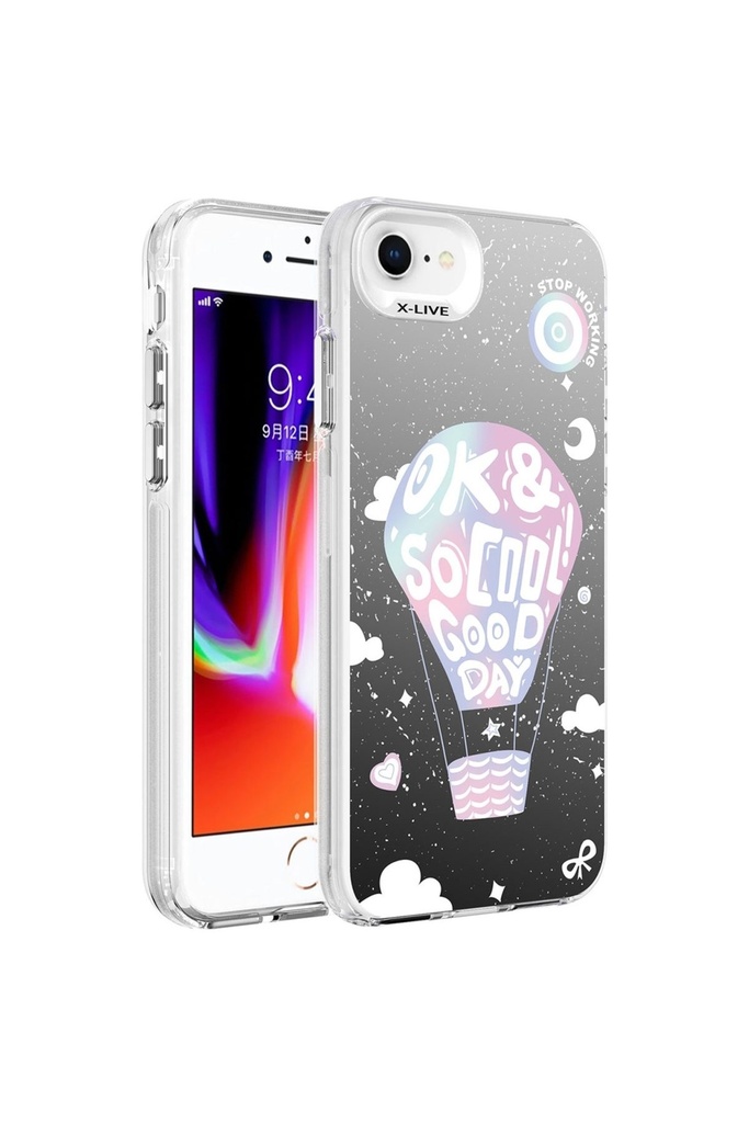 [RNZ-TA92052] Apple iPhone 7 Uyumlu Kılıf Desenli Zore Silver Sert Kapak (Balloon)