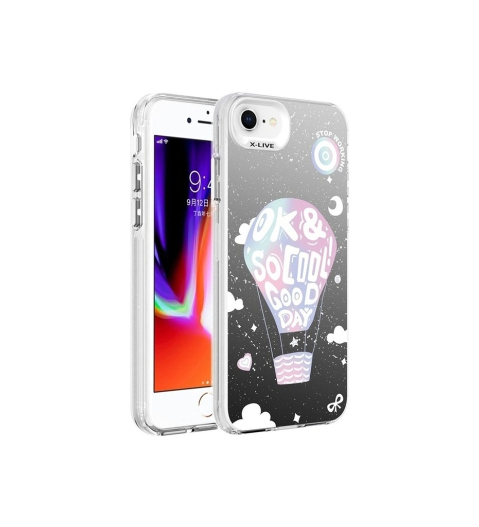[RNZ-TA92070] Apple iPhone SE 2022 Uyumlu Kılıf Desenli Zore Silver Sert Kapak (Balloon)