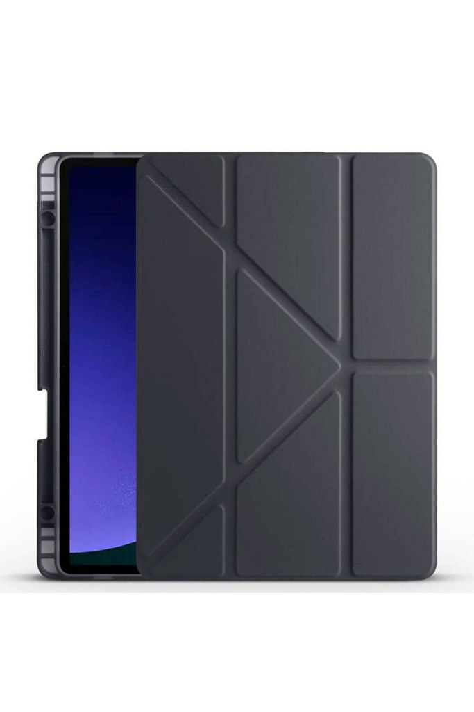 [RNZ-TA97760] Samsung Galaxy Tab S9 FE Uyumlu Kılıf Zore Tri Folding Kalem Bölmeli Standlı Kılıf (Siyah)