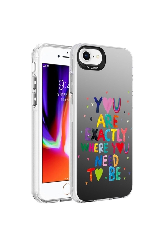 Apple iPhone SE 2022 Uyumlu Kılıf Desenli Zore Silver Sert Kapak
