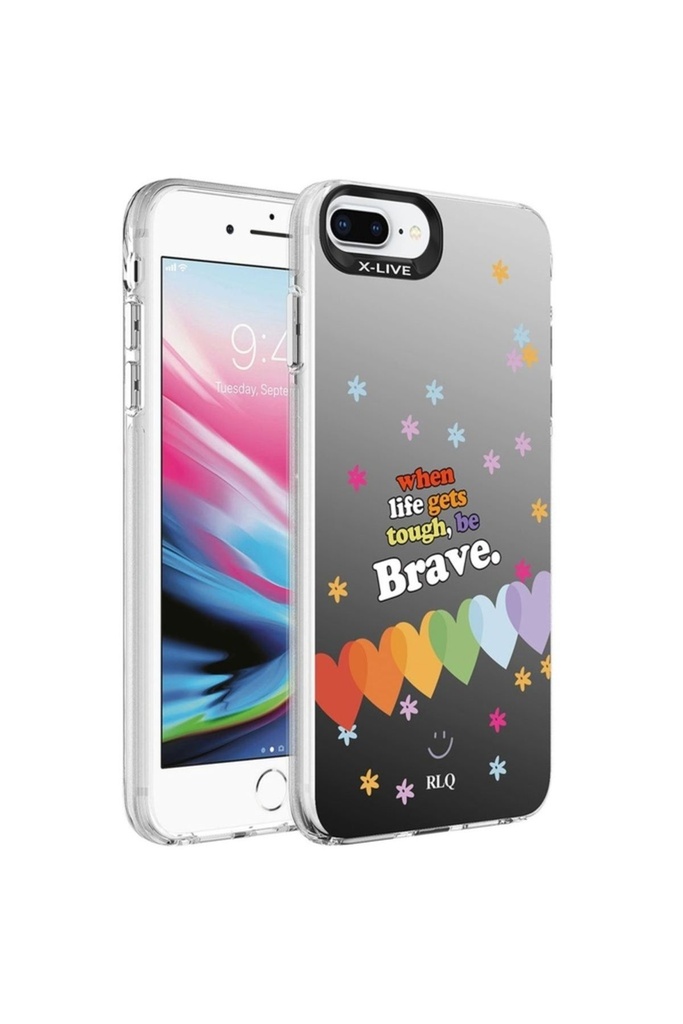 Apple iPhone 8 Plus Uyumlu Kılıf Desenli Zore Silver Sert Kapak