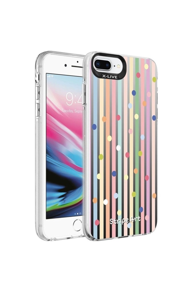 Apple iPhone 8 Plus Uyumlu Kılıf Desenli Zore Silver Sert Kapak