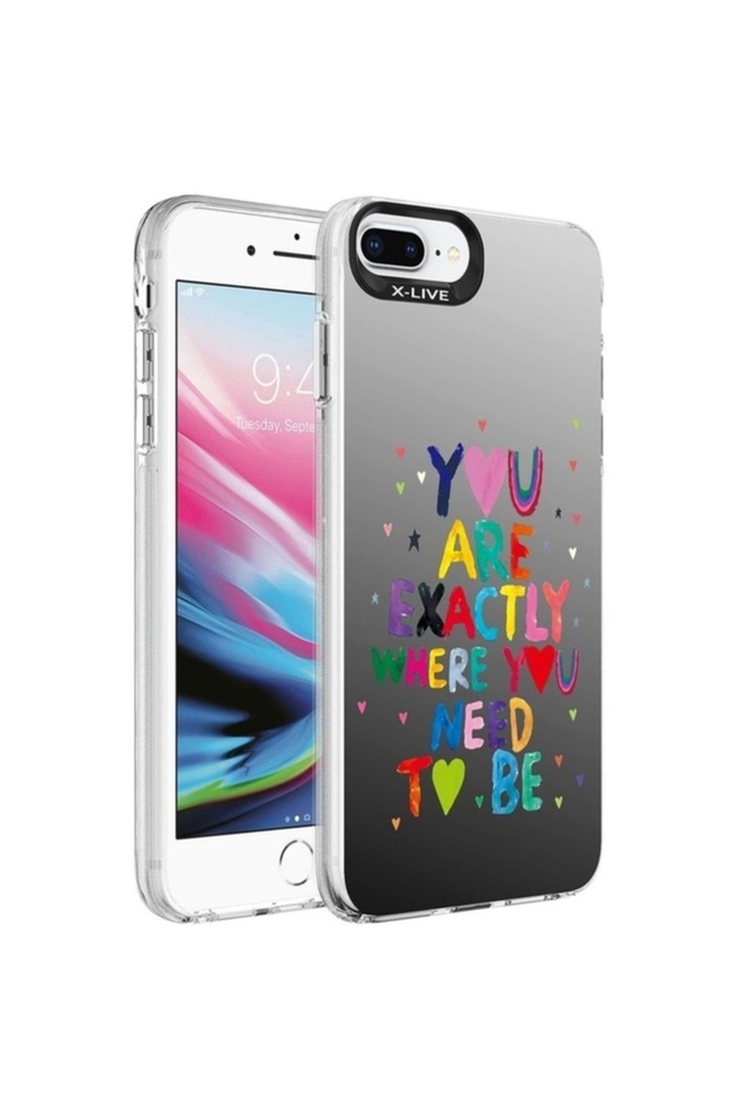 Apple iPhone 8 Plus Uyumlu Kılıf Desenli Zore Silver Sert Kapak