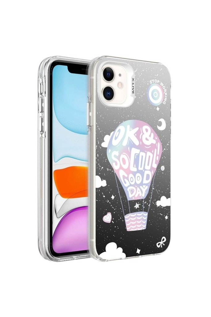 [RNZ-TA92094] Apple iPhone 12 Uyumlu Kılıf Desenli Zore Silver Sert Kapak (Balloon)