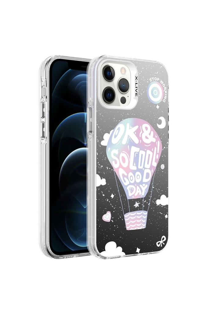 [RNZ-TA92106] Apple iPhone 12 Pro Max Uyumlu Kılıf Desenli Zore Silver Sert Kapak (Balloon)