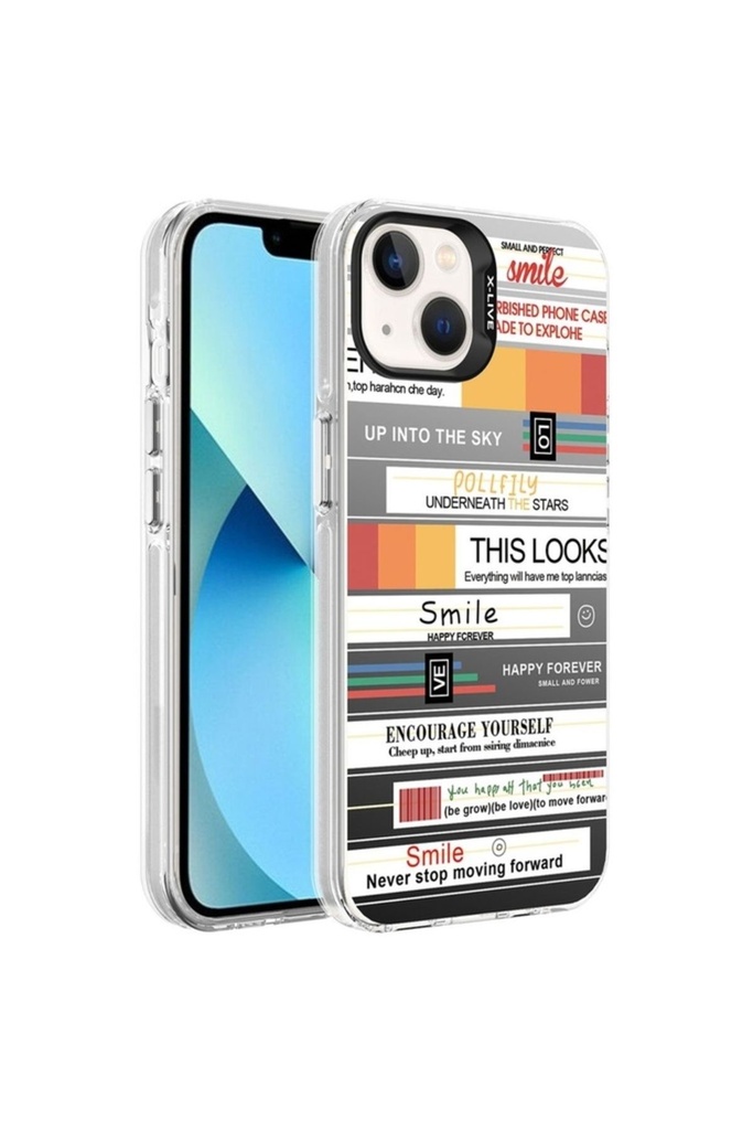 Apple iPhone 13 Uyumlu Kılıf Desenli Zore Silver Sert Kapak