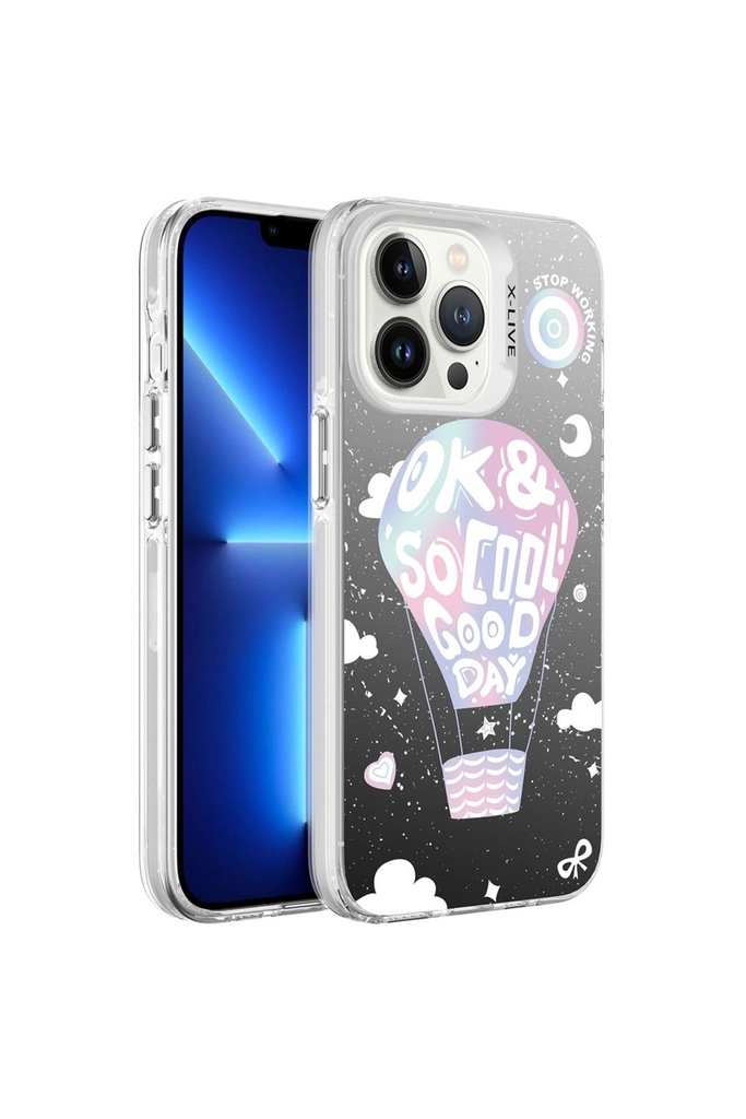 Apple iPhone 13 Pro Uyumlu Kılıf Desenli Zore Silver Sert Kapak