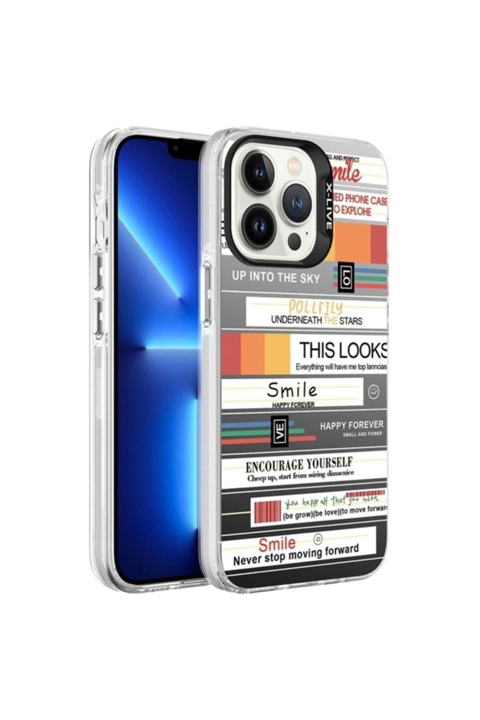 Apple iPhone 13 Pro Uyumlu Kılıf Desenli Zore Silver Sert Kapak