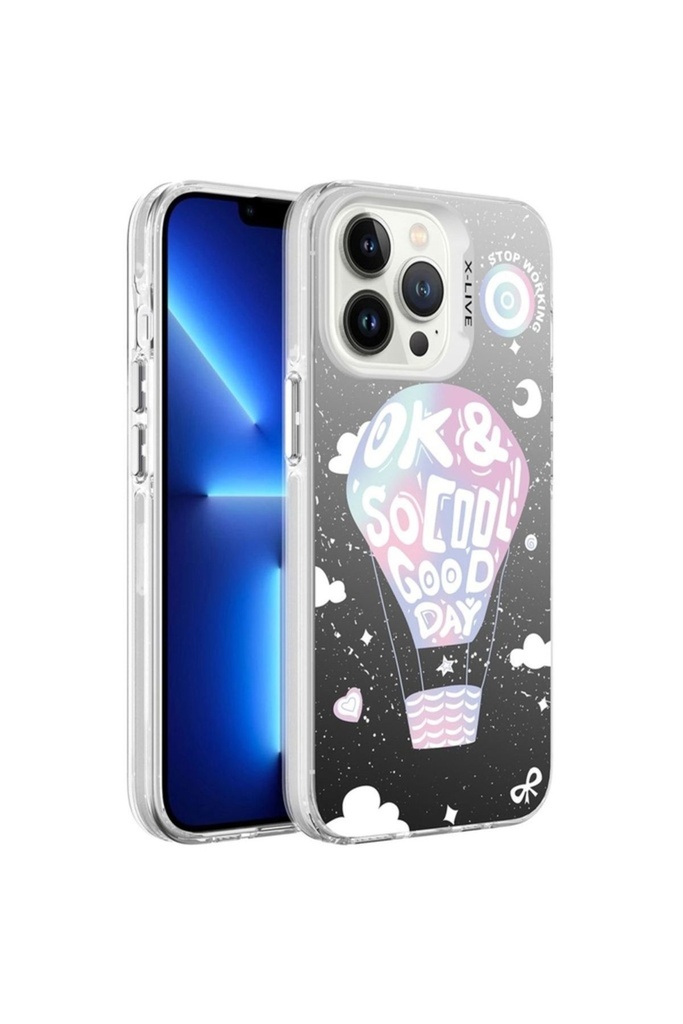 [RNZ-TA92124] Apple iPhone 13 Pro Max Uyumlu Kılıf Desenli Zore Silver Sert Kapak (Balloon)