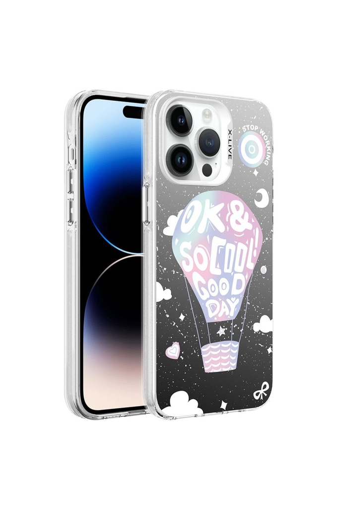 [RNZ-TA92130] Apple iPhone 14 Uyumlu Kılıf Desenli Zore Silver Sert Kapak (Balloon)