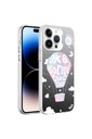 Apple iPhone 14 Uyumlu Kılıf Desenli Zore Silver Sert Kapak
