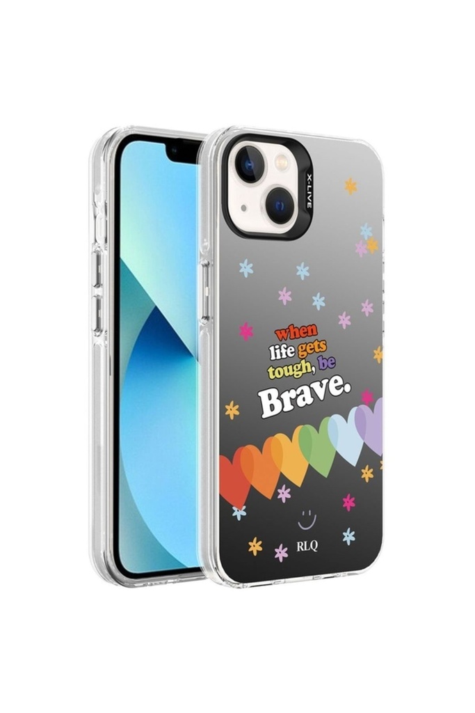 Apple iPhone 14 Uyumlu Kılıf Desenli Zore Silver Sert Kapak