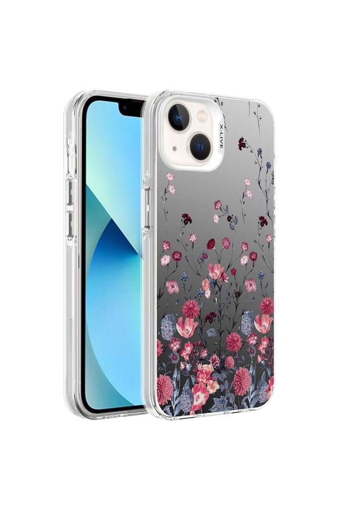 Apple iPhone 14 Uyumlu Kılıf Desenli Zore Silver Sert Kapak