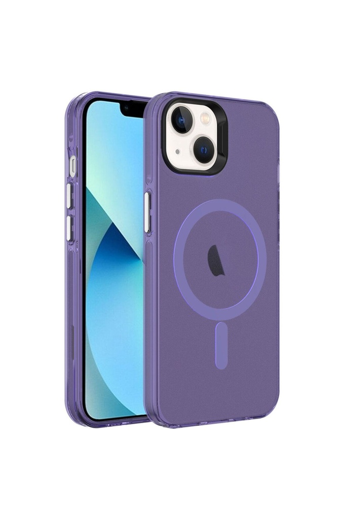 Apple iPhone 13 Uyumlu Kılıf Zore M-safe Şarj Özellikli Buzlu Transparan C-Pro Sert Kapak