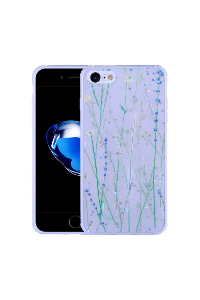 Apple iPhone SE 2022 Uyumlu Kılıf Simli Desenli Kamera Korumalı Parlak Zore Popy Kapak