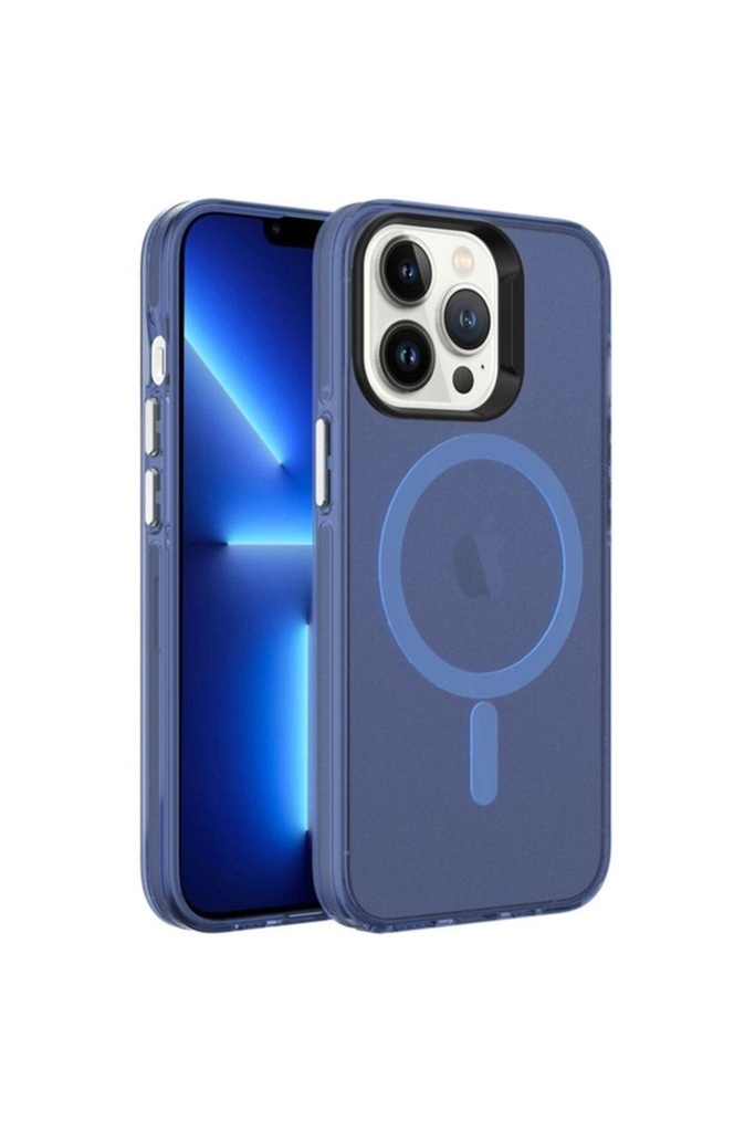 Apple iPhone 13 Pro Uyumlu Kılıf Zore M-safe Şarj Özellikli Buzlu Transparan C-Pro Sert Kapak