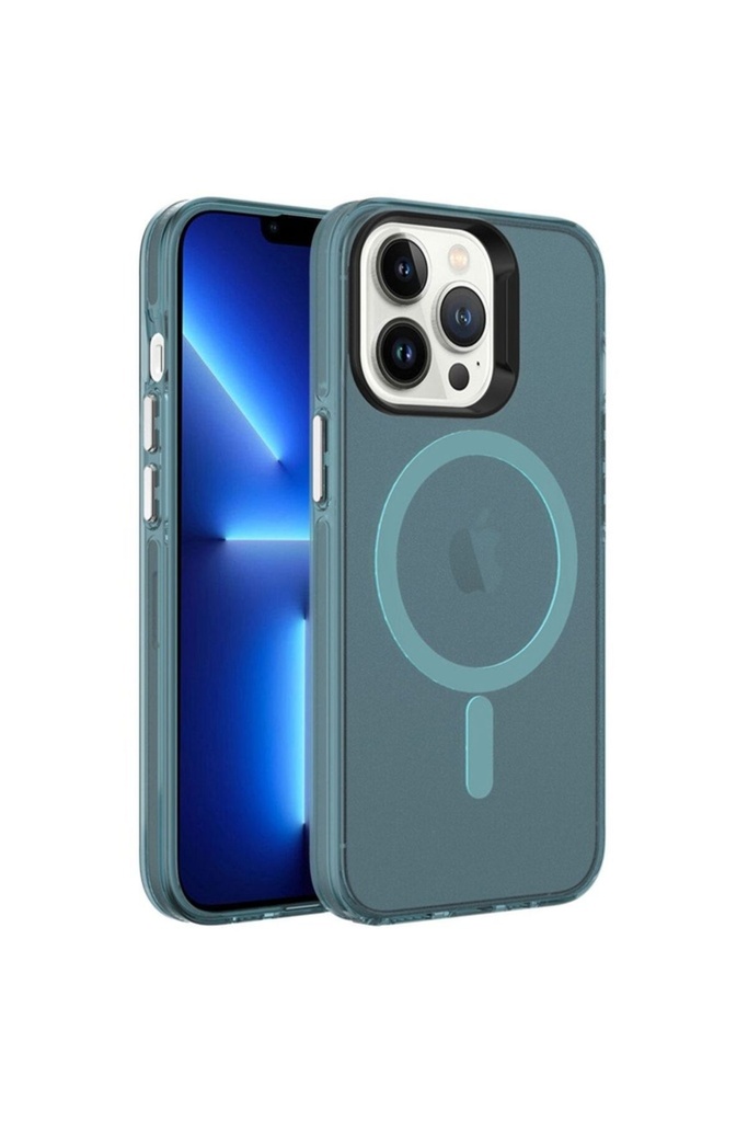 Apple iPhone 13 Pro Uyumlu Kılıf Zore M-safe Şarj Özellikli Buzlu Transparan C-Pro Sert Kapak