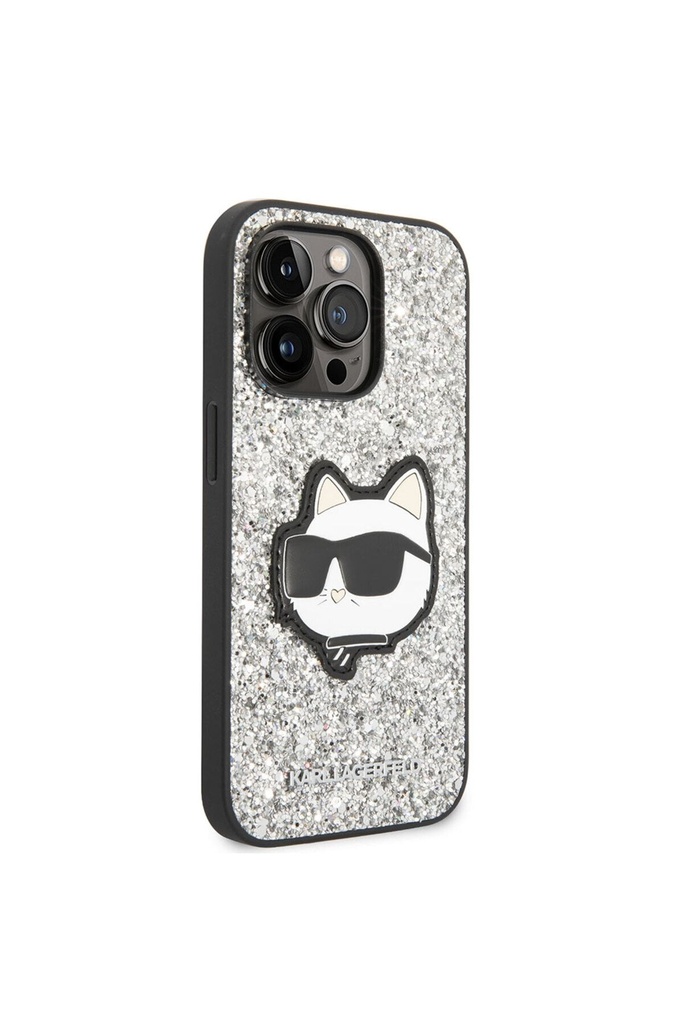 Apple iPhone 14 Pro Uyumlu Kılıf Karl Lagerfeld Parlak Taşlı Choupette Dizayn Kapak