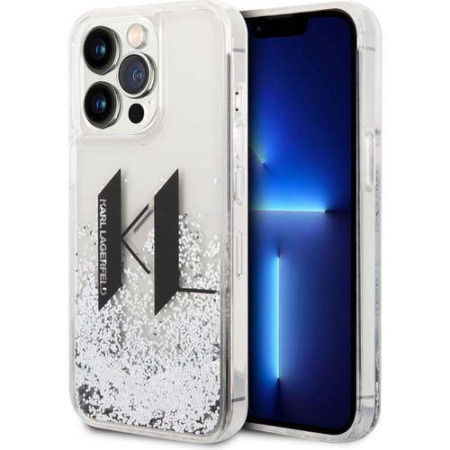 Apple iPhone 14 Pro Max Uyumlu Kılıf Karl Lagerfeld Sıvılı Simli Dizayn Kapak