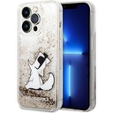 Apple iPhone 14 Pro Max Uyumlu Kılıf Karl Lagerfeld Sıvılı Simli Choupette Dizayn Kapak