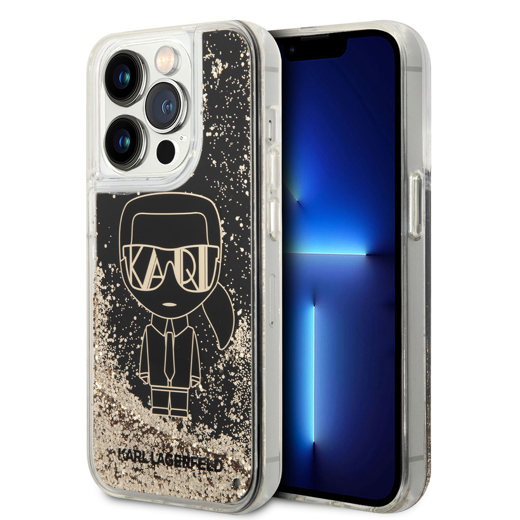 Apple iPhone 14 Pro Uyumlu Kılıf Karl Lagerfeld Sıvılı Simli Gatsby Dizayn Kapak