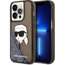 Apple iPhone 14 Pro Max Uyumlu Kılıf Karl Lagerfeld Sıvılı Simli Karl Head Dizayn Kapak