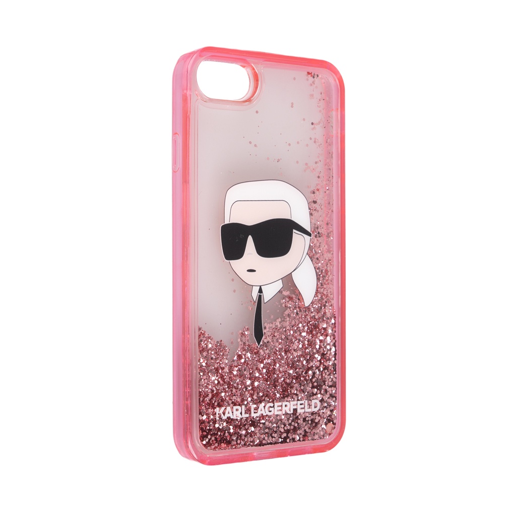 Apple iPhone 7 Uyumlu Kılıf Karl Lagerfeld Sıvılı Simli Karl Head Dizayn Kapak