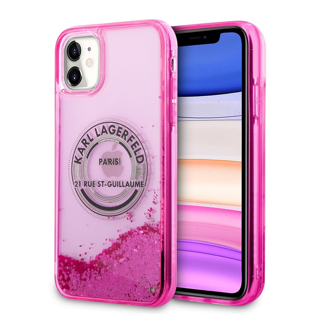 [ZTA92329] Apple iPhone 11 Uyumlu Kılıf Karl Lagerfeld Sıvılı Simli RSG Dizayn Kapak