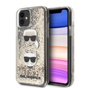 Apple iPhone 11 Uyumlu Kılıf Karl Lagerfeld Sıvılı Simli K&C Head Dizayn Kapak