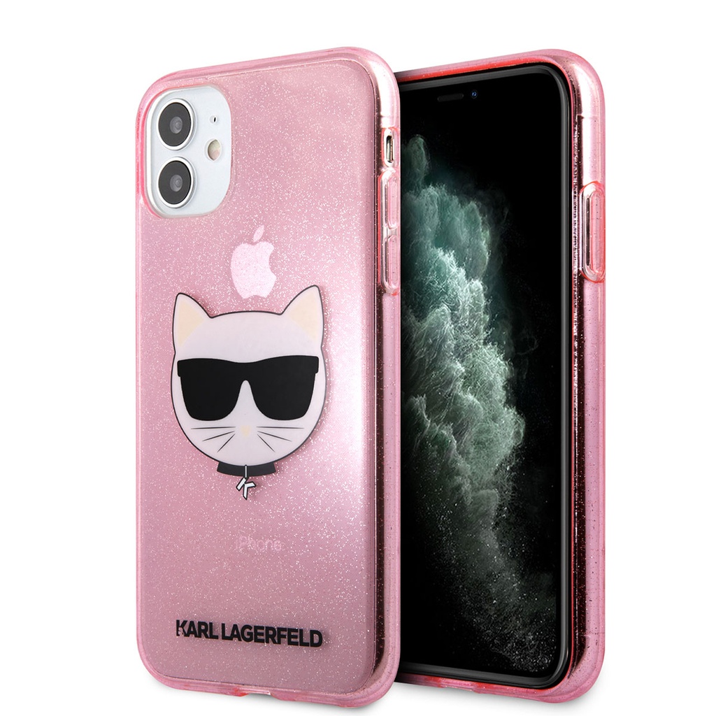 Apple iPhone 11 Uyumlu Kılıf Karl Lagerfeld Transparan Choupette Head Dizayn Kapak