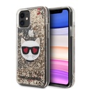 Apple iPhone 11 Uyumlu Kılıf Karl Lagerfeld Sıvılı Simli Choupette Dizayn Kapak