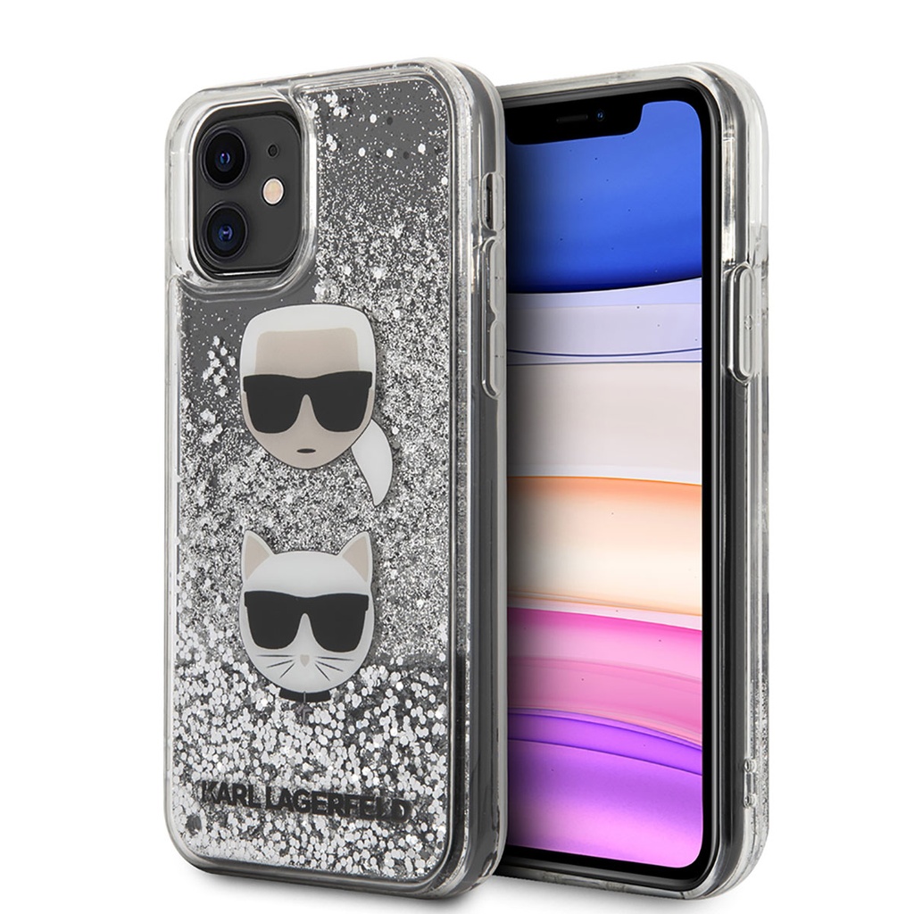 Apple iPhone 11 Uyumlu Kılıf Karl Lagerfeld Sıvılı Simli K&C Dizayn Kapak